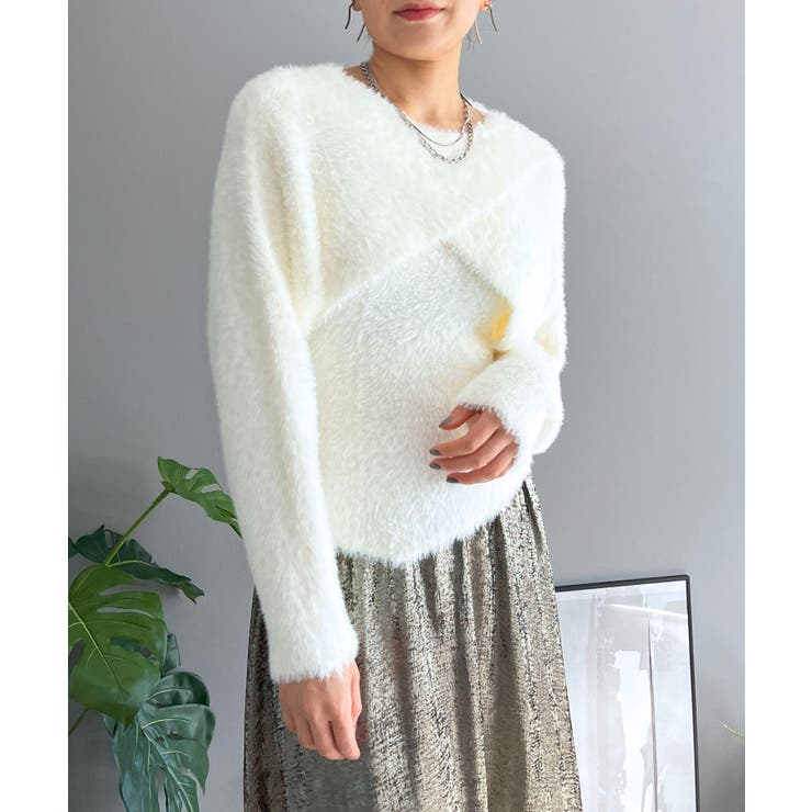 シャギーニットカシュクールボレロ＆イレヘムキャミソールアンサンブル | Jewelobe | 詳細画像3 