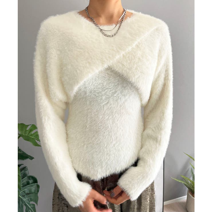 シャギーニットカシュクールボレロ＆イレヘムキャミソールアンサンブル | Jewelobe | 詳細画像9 