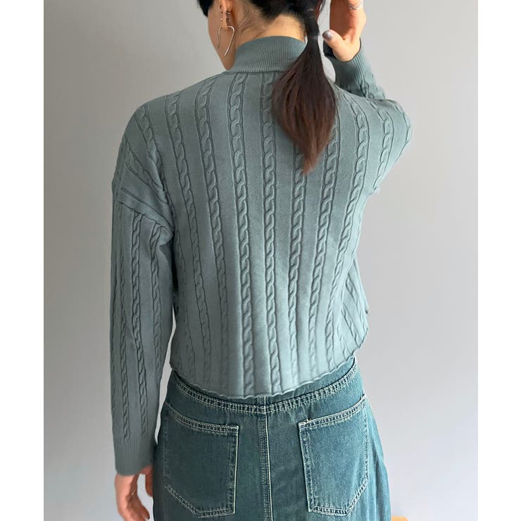 ナローケーブルハーフジップニットトップス | Jewelobe | 詳細画像12 