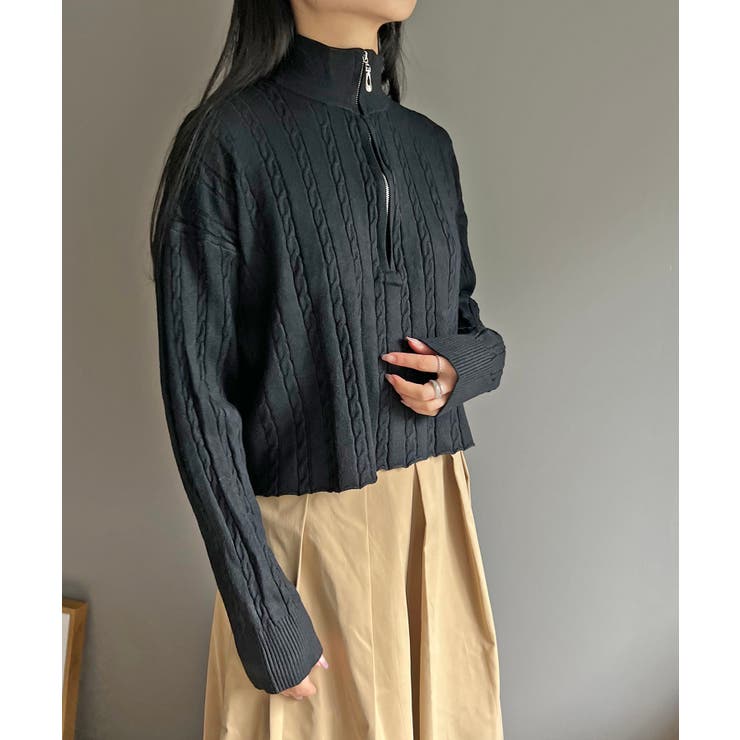 ナローケーブルハーフジップニットトップス | Jewelobe | 詳細画像21 