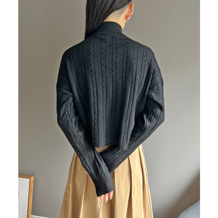 ナローケーブルハーフジップニットトップス | Jewelobe | 詳細画像22 