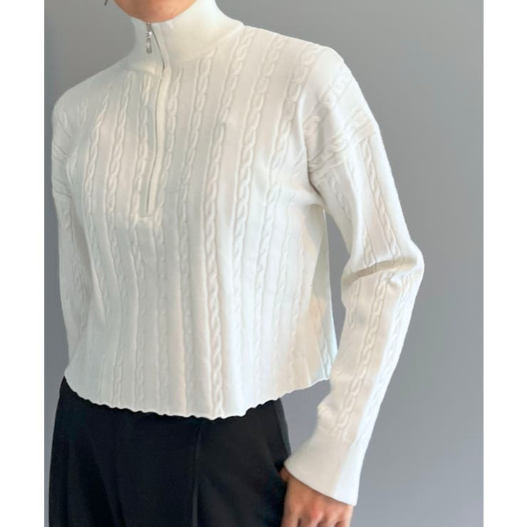 ナローケーブルハーフジップニットトップス | Jewelobe | 詳細画像5 