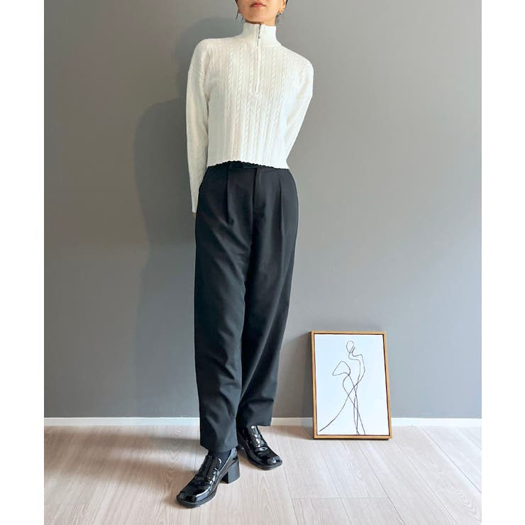 ナローケーブルハーフジップニットトップス | Jewelobe | 詳細画像6 