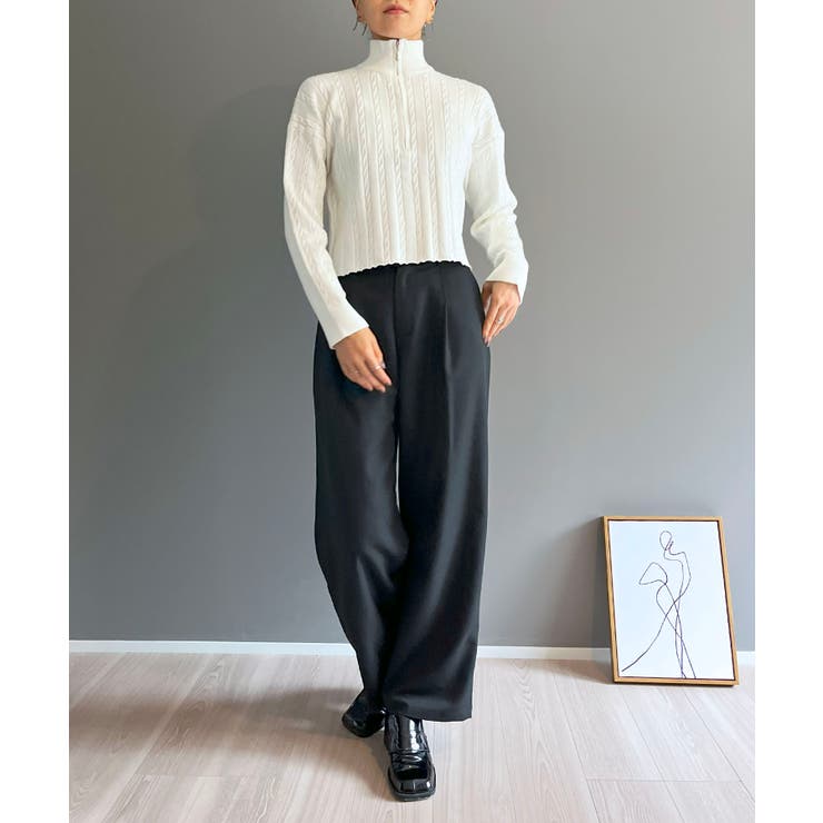 ナローケーブルハーフジップニットトップス | Jewelobe | 詳細画像7 