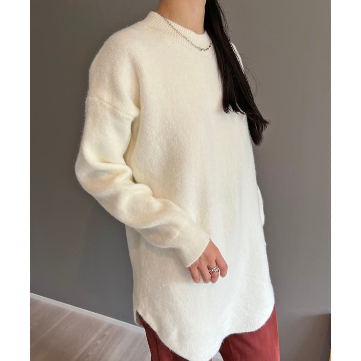 モヘアライクカーブヘムオーバーニット | Jewelobe | 詳細画像4 