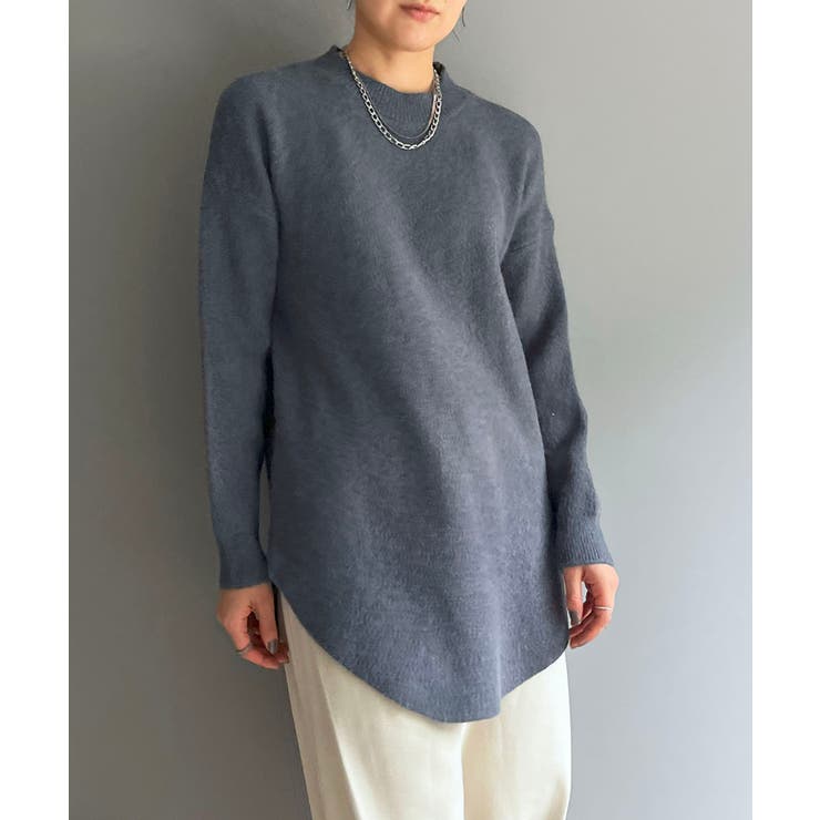 グレー | モヘアライクカーブヘムオーバーニット | Jewelobe