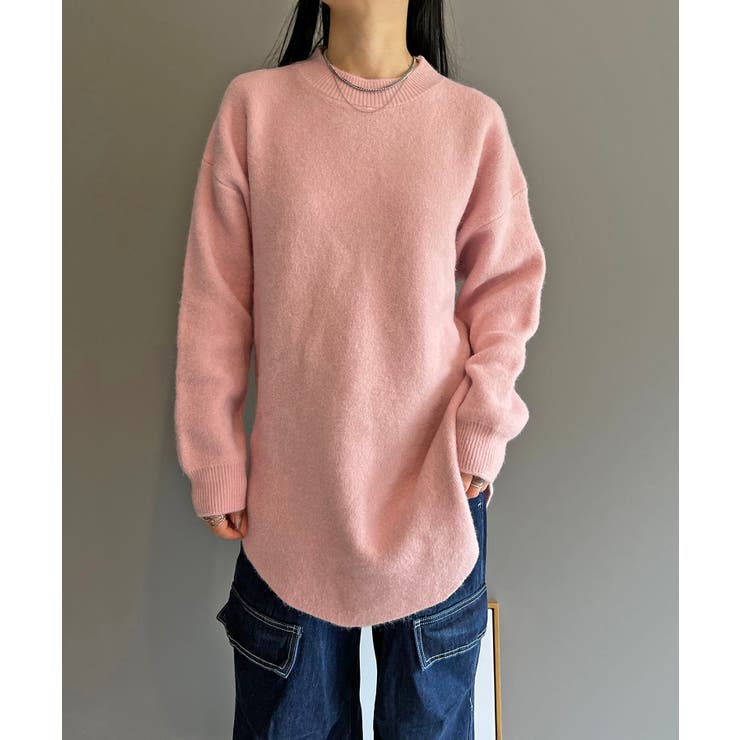 ピンク | モヘアライクカーブヘムオーバーニット | Jewelobe
