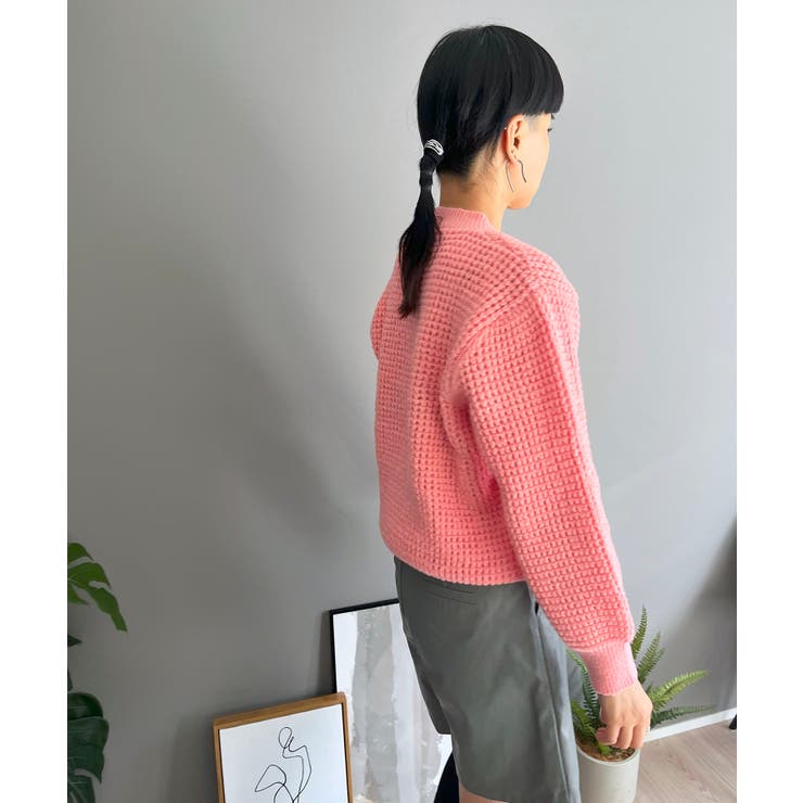 ワッフル編みVネックルーズニット | Jewelobe | 詳細画像10 