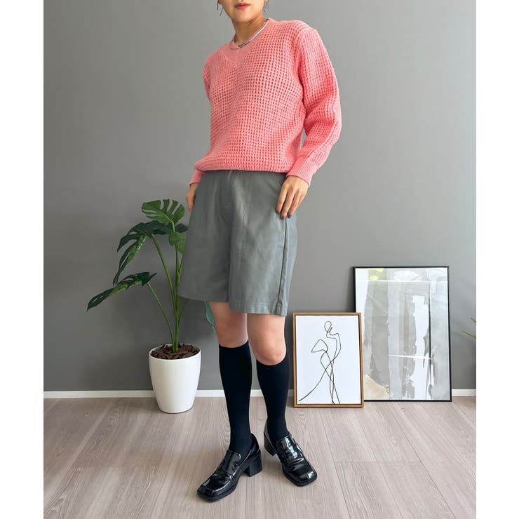 ワッフル編みVネックルーズニット | Jewelobe | 詳細画像13 