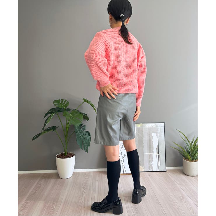 ワッフル編みVネックルーズニット | Jewelobe | 詳細画像16 