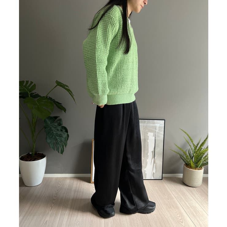 ワッフル編みVネックルーズニット | Jewelobe | 詳細画像23 