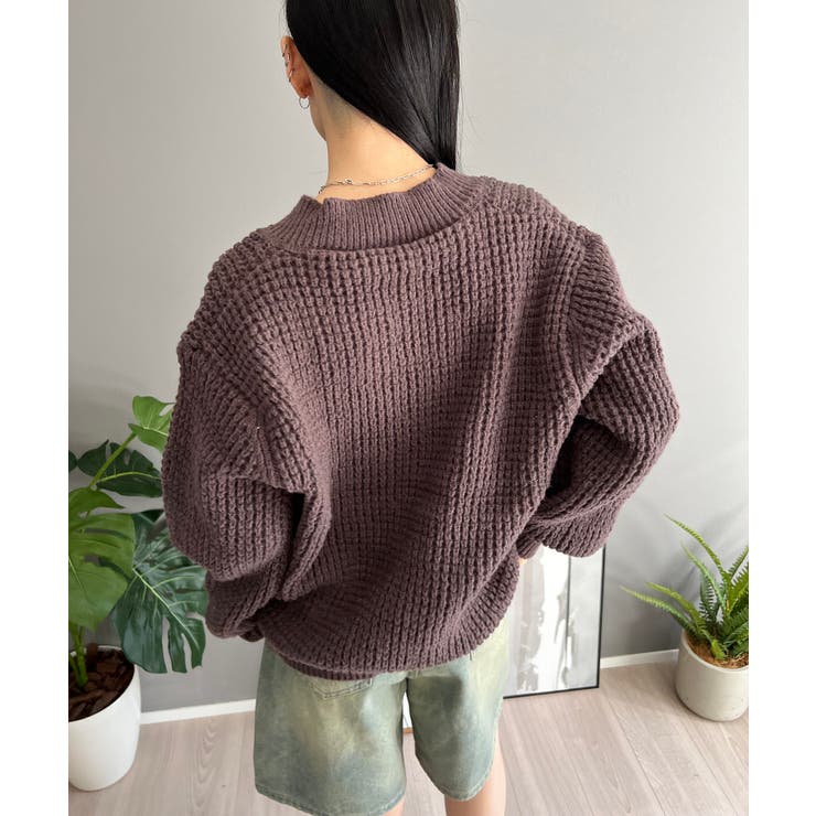 ワッフル編みVネックルーズニット | Jewelobe | 詳細画像28 