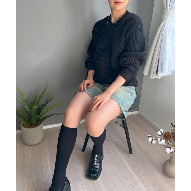 ワッフル編みVネックルーズニット | Jewelobe | 詳細画像37 