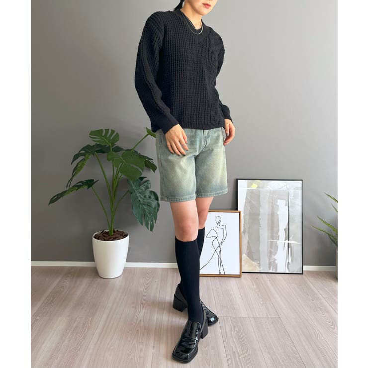 ワッフル編みVネックルーズニット | Jewelobe | 詳細画像38 