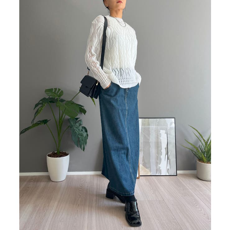 透かし柄編みモヘアライクニットプルオーバー | Jewelobe | 詳細画像10 