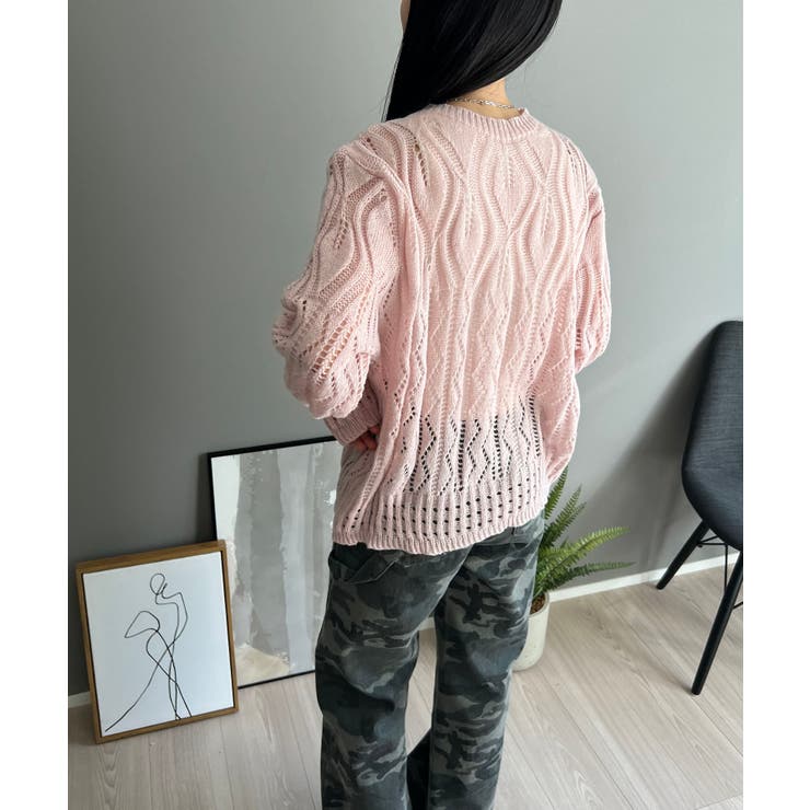 透かし柄編みモヘアライクニットプルオーバー | Jewelobe | 詳細画像15 