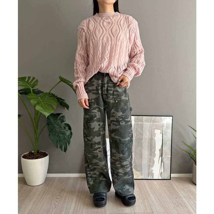 透かし柄編みモヘアライクニットプルオーバー | Jewelobe | 詳細画像16 