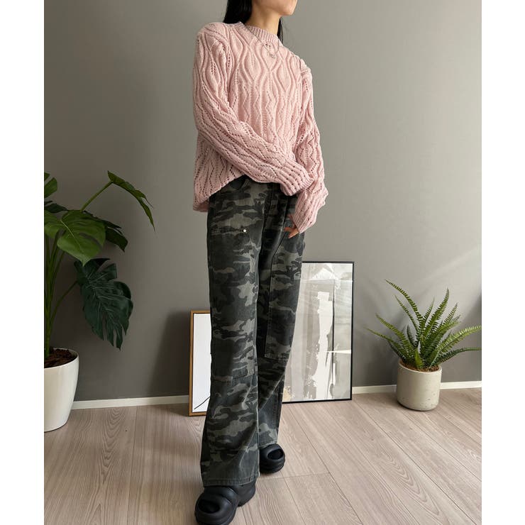 透かし柄編みモヘアライクニットプルオーバー | Jewelobe | 詳細画像17 