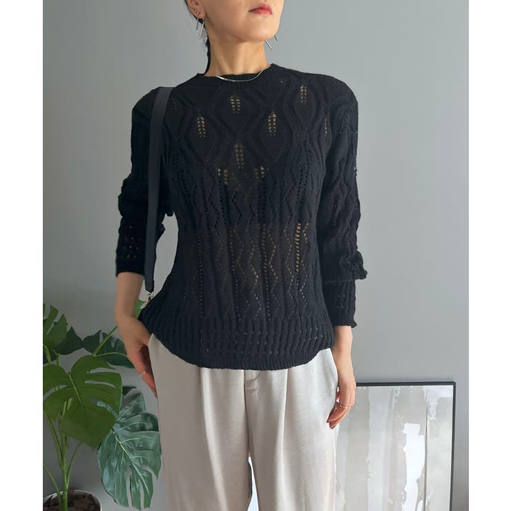 透かし柄編みモヘアライクニットプルオーバー | Jewelobe | 詳細画像20 