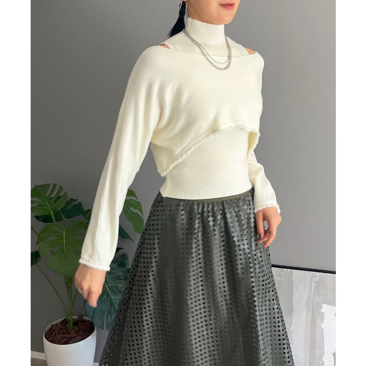 ショートボレロ×ハイネックノースリニット アンサンブル | Jewelobe | 詳細画像1 