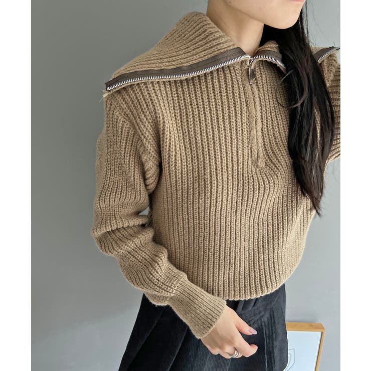 ハーフジップワイドカラーニットプルオーバー | Jewelobe | 詳細画像11 