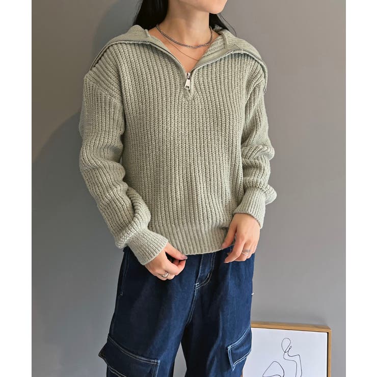 ハーフジップワイドカラーニットプルオーバー | Jewelobe | 詳細画像15 