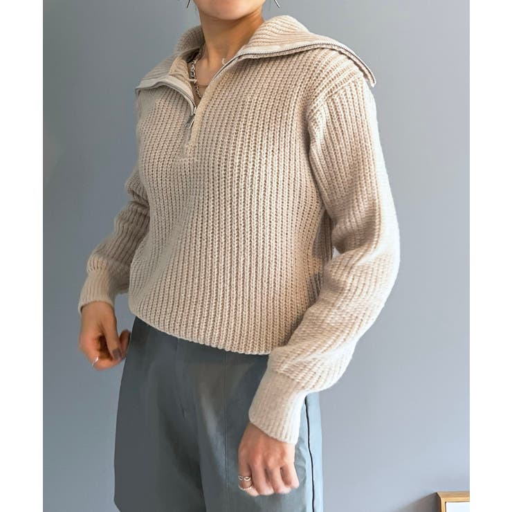 ハーフジップワイドカラーニットプルオーバー | Jewelobe | 詳細画像2 