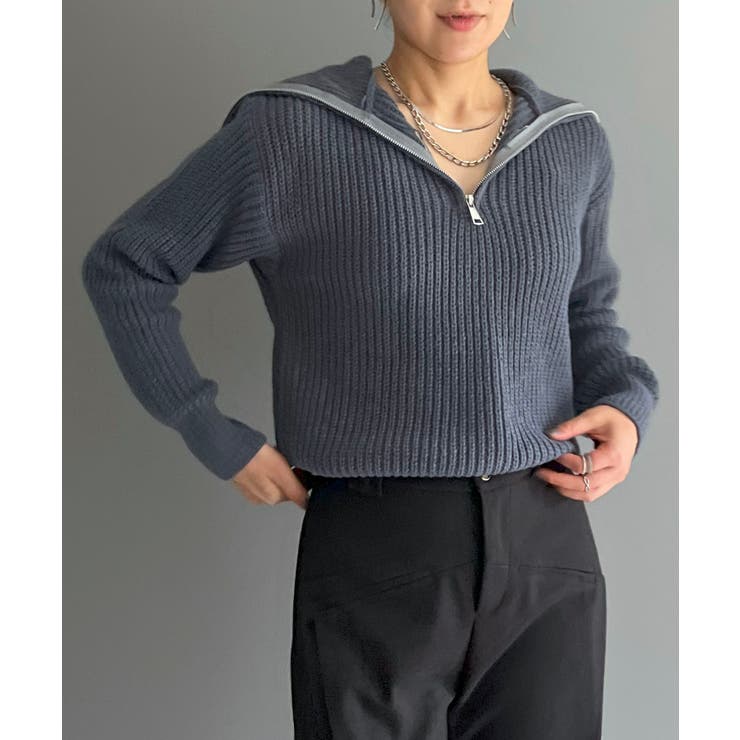 ハーフジップワイドカラーニットプルオーバー | Jewelobe | 詳細画像22 