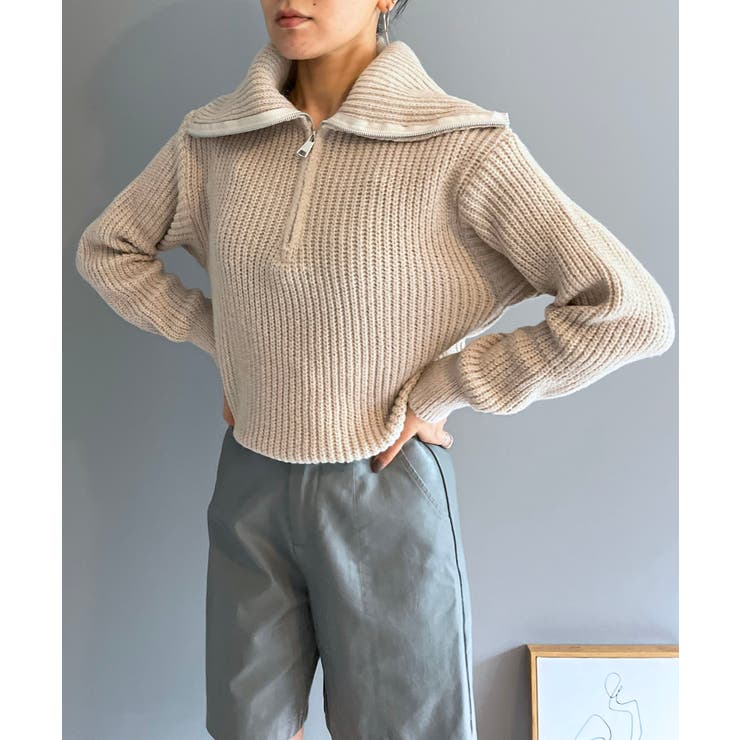 ハーフジップワイドカラーニットプルオーバー | Jewelobe | 詳細画像3 