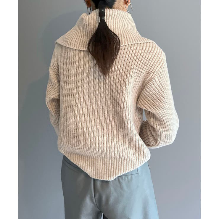 ハーフジップワイドカラーニットプルオーバー | Jewelobe | 詳細画像4 