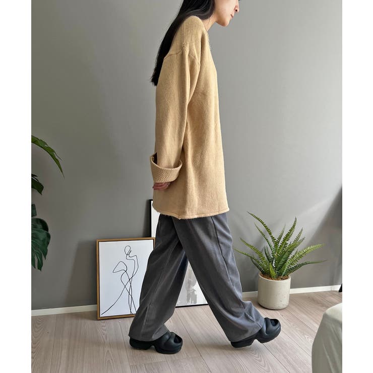 ロールアップスリーブオーバーミドルニット | Jewelobe | 詳細画像13 