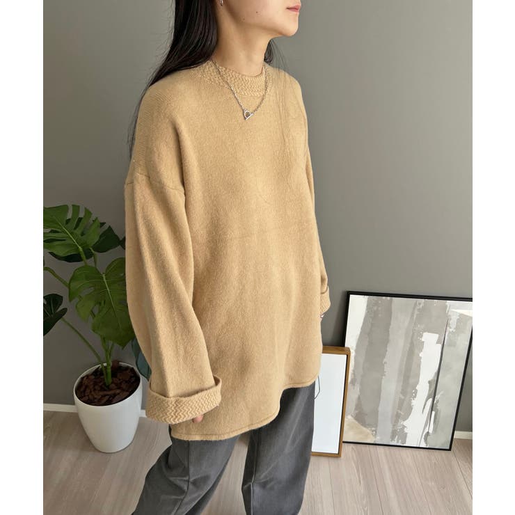 ロールアップスリーブオーバーミドルニット | Jewelobe | 詳細画像9 