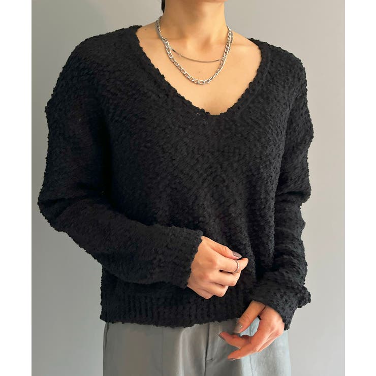 ゆるシルエットVネックブークレーニット | Jewelobe | 詳細画像17 