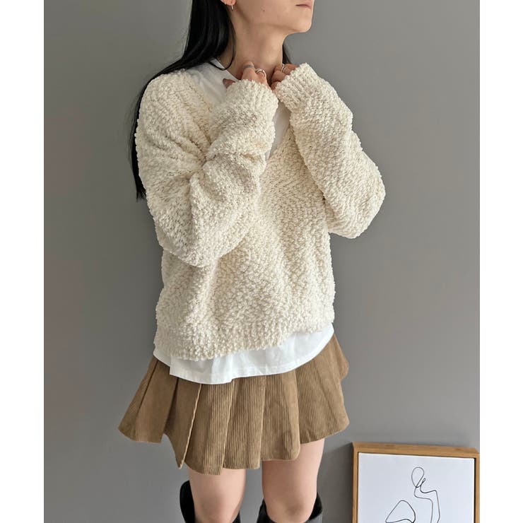 ゆるシルエットVネックブークレーニット | Jewelobe | 詳細画像2 