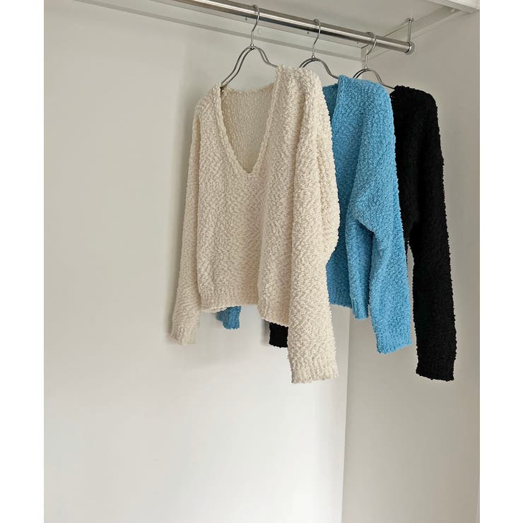 ゆるシルエットVネックブークレーニット | Jewelobe | 詳細画像23 