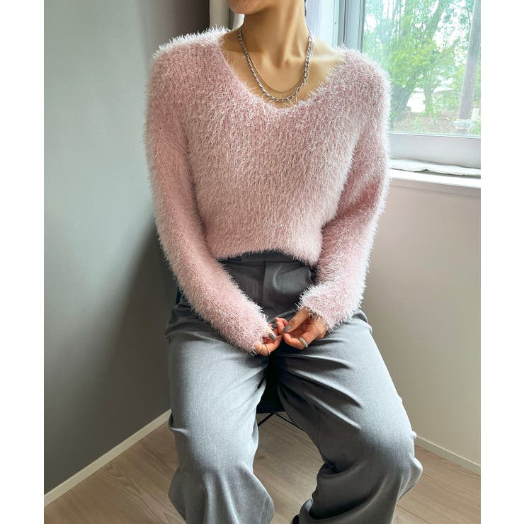 シャロ―Vネックシャギーニットプルオーバー | Jewelobe | 詳細画像11 