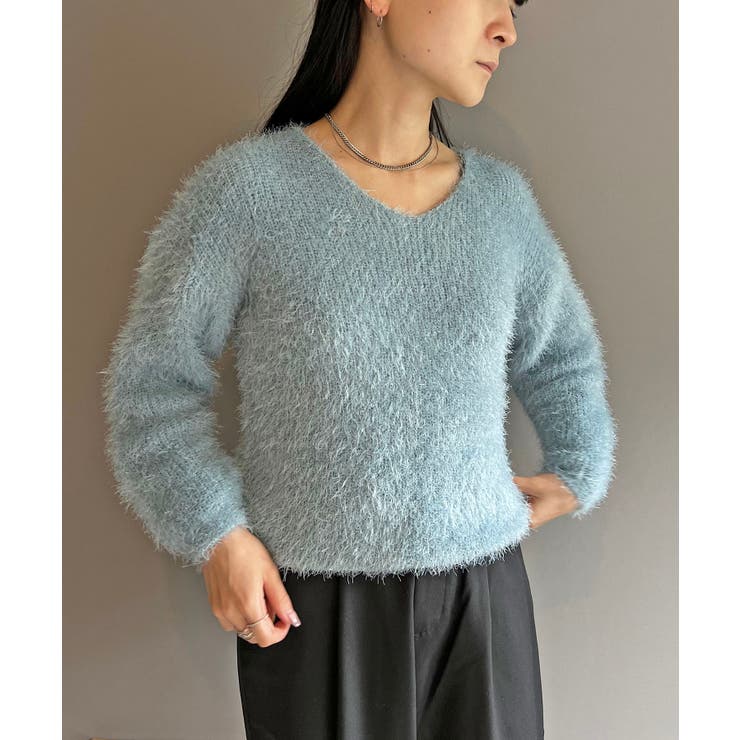 シャロ―Vネックシャギーニットプルオーバー | Jewelobe | 詳細画像15 