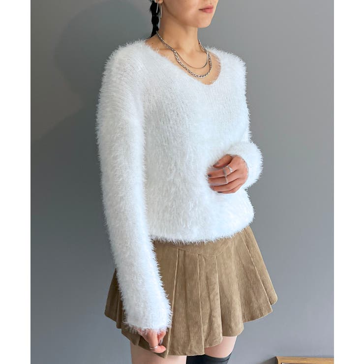 シャロ―Vネックシャギーニットプルオーバー | Jewelobe | 詳細画像2 