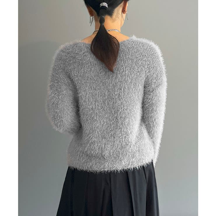 シャロ―Vネックシャギーニットプルオーバー | Jewelobe | 詳細画像24 