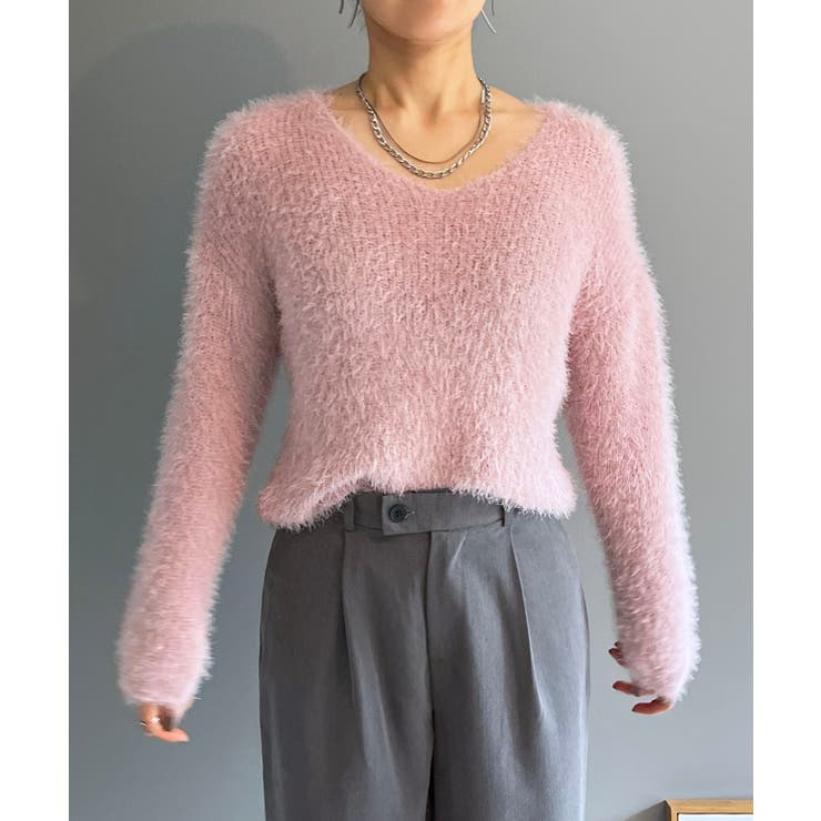 シャロ―Vネックシャギーニットプルオーバー | Jewelobe | 詳細画像8 