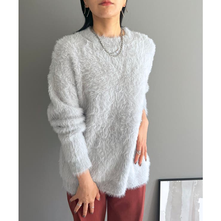 グレー | オーバーサイズシャギーニット | Jewelobe