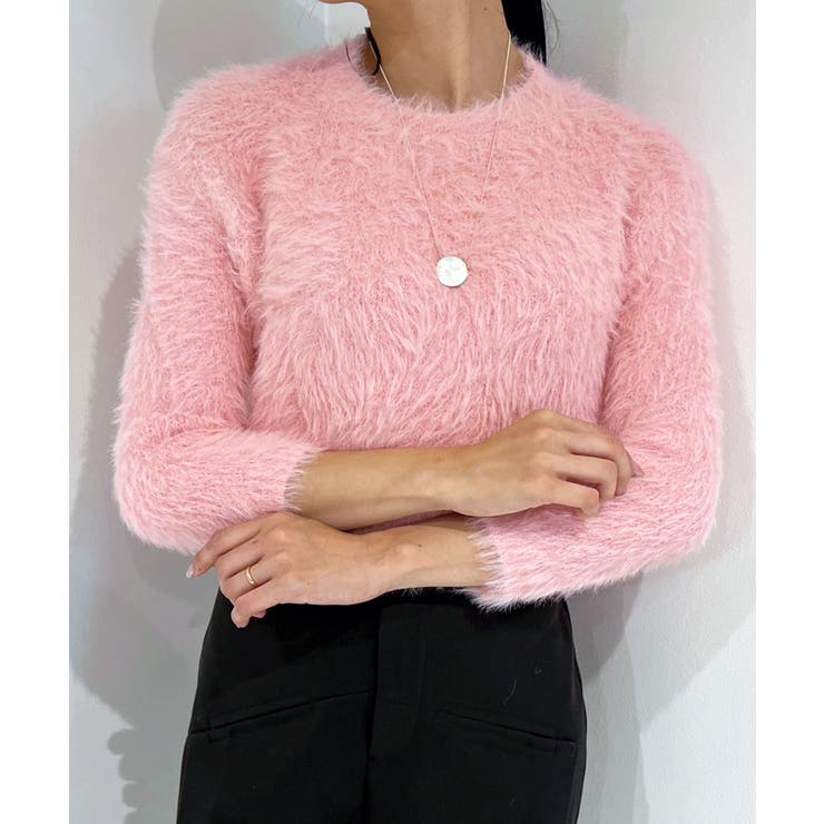 ピンク | シャギーショートニット | Jewelobe