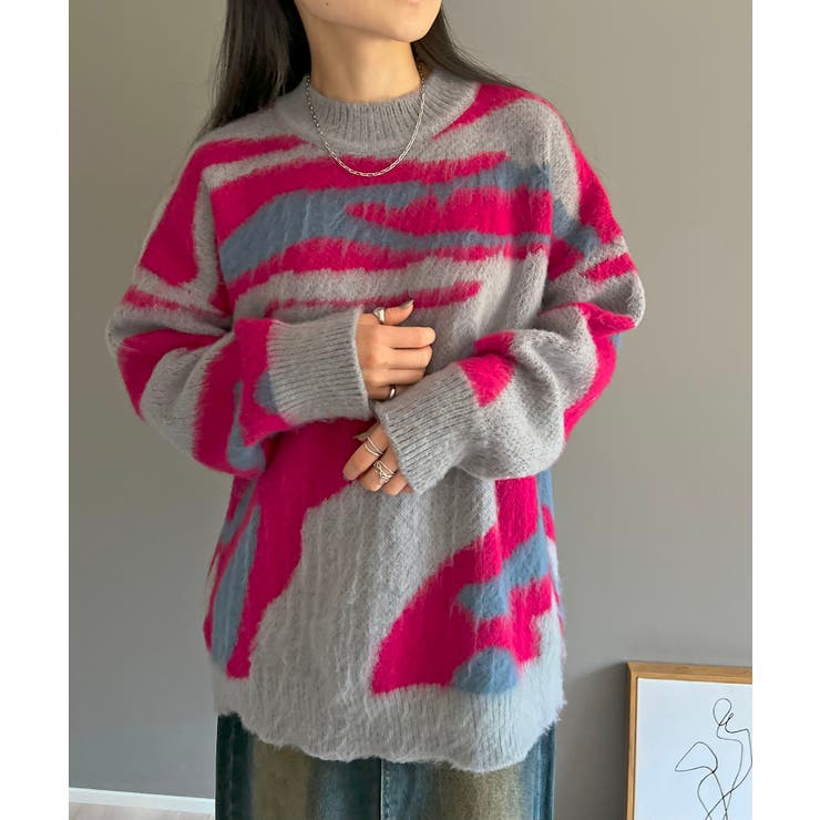 ニュアンスジャガードモヘアライクオーバーニット | Jewelobe | 詳細画像10 