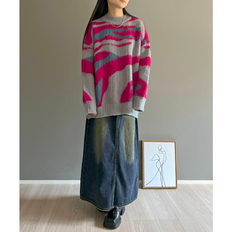 ニュアンスジャガードモヘアライクオーバーニット | Jewelobe | 詳細画像14 