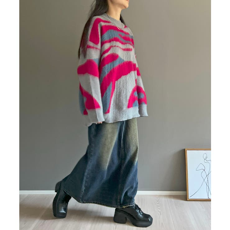 ニュアンスジャガードモヘアライクオーバーニット | Jewelobe | 詳細画像16 