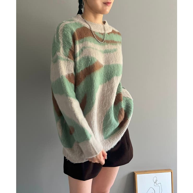 ニュアンスジャガードモヘアライクオーバーニット | Jewelobe | 詳細画像2 