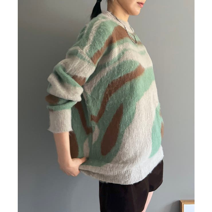 ニュアンスジャガードモヘアライクオーバーニット | Jewelobe | 詳細画像3 