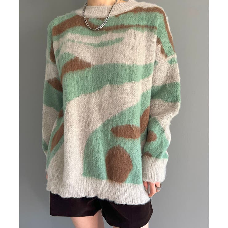 ニュアンスジャガードモヘアライクオーバーニット | Jewelobe | 詳細画像5 