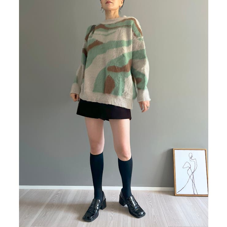 ニュアンスジャガードモヘアライクオーバーニット | Jewelobe | 詳細画像6 