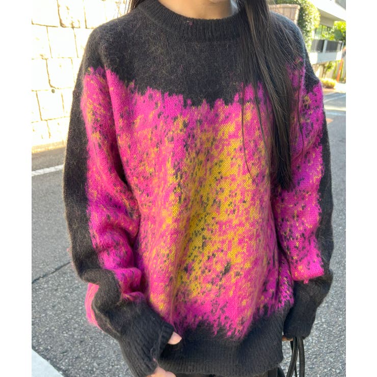 モヘアタッチグラデーションモザイクージャガードニット | Jewelobe | 詳細画像4 